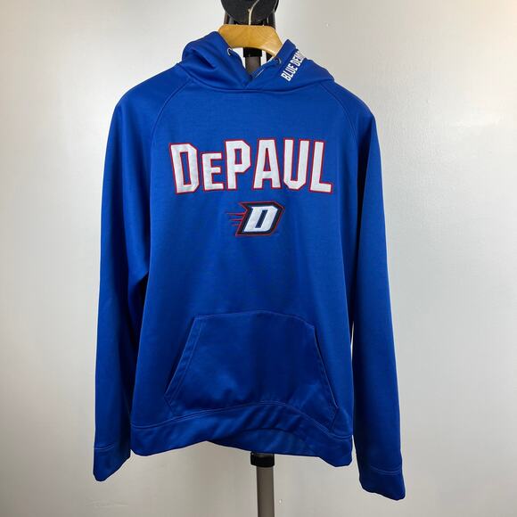 Colosseum Royal DePaul Blue Demons Arch and Logo Hoodie Men's Large - Picture 2 of 11